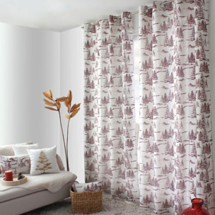 Rideau imprimé montagne en coton recyclé - Rouge