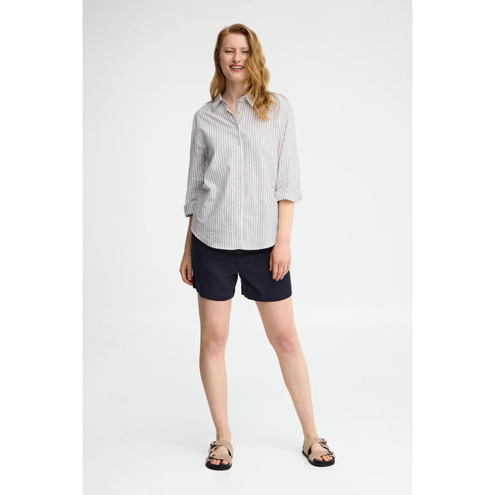 Camisa cotolino de rayas blanco roto de corte regular con bordado Polo Club