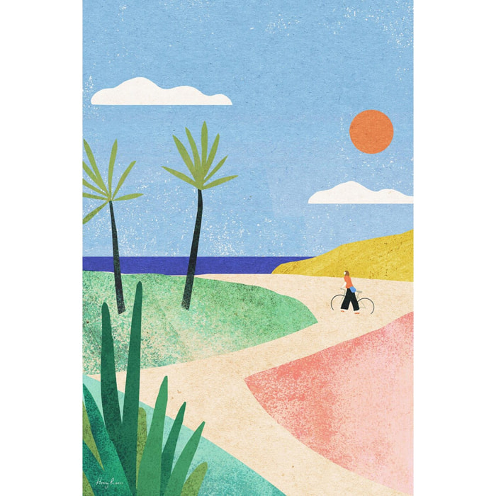 Tableau paysage beach girl  Toile imprimée