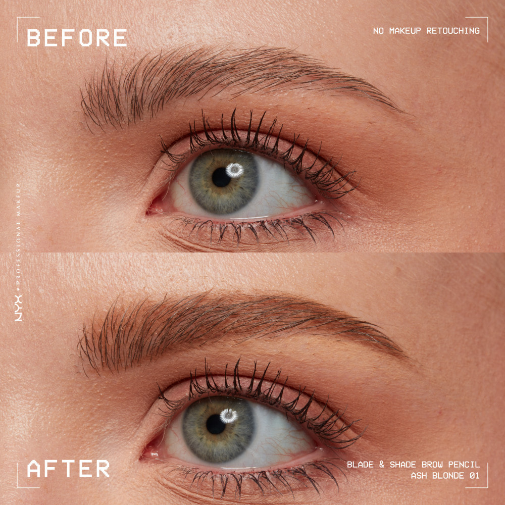 NYX Professional Makeup Blade & Shade, Crayon sourcils double embout, tenue jusqu'à 16h, Ash Blonde