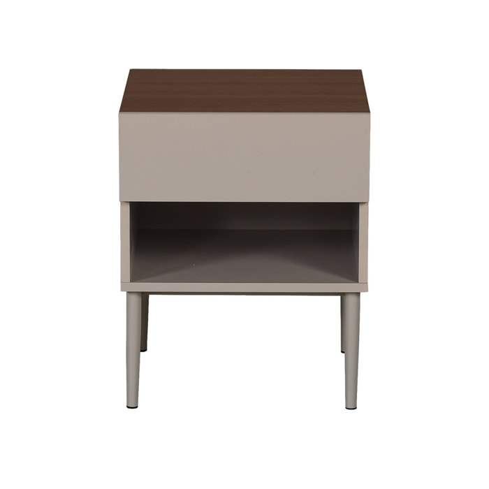 Table de chevet métal et décor bois 1 porte 1 niche (lot de 2) ASHTON