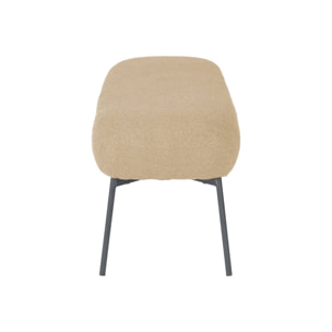 Banc. bout de lit avec revêtement bouclette texturée. beige. pieds en métal noir. L 120 x P 41 x H 42.5cm