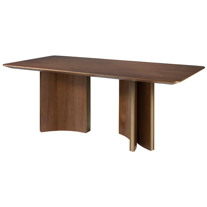 Mesa comedor Angel Cerdá rectangular con tapa fija de madera chapada en nogal natural 200x100x76cm