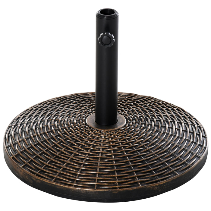 Pied de parasol rond base de lestage Ø 53 x 35,5 cm résine imitation rotin poids net 25 Kg noir bronze