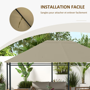 Toile de remplacement tonnelle 3 x 4 m tissu haute densité kaki