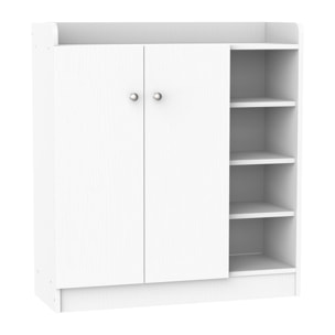 Zapatero Armario Madera Mueble Zapatero Gabinete 2 Puertas 4 Estantes Blanco