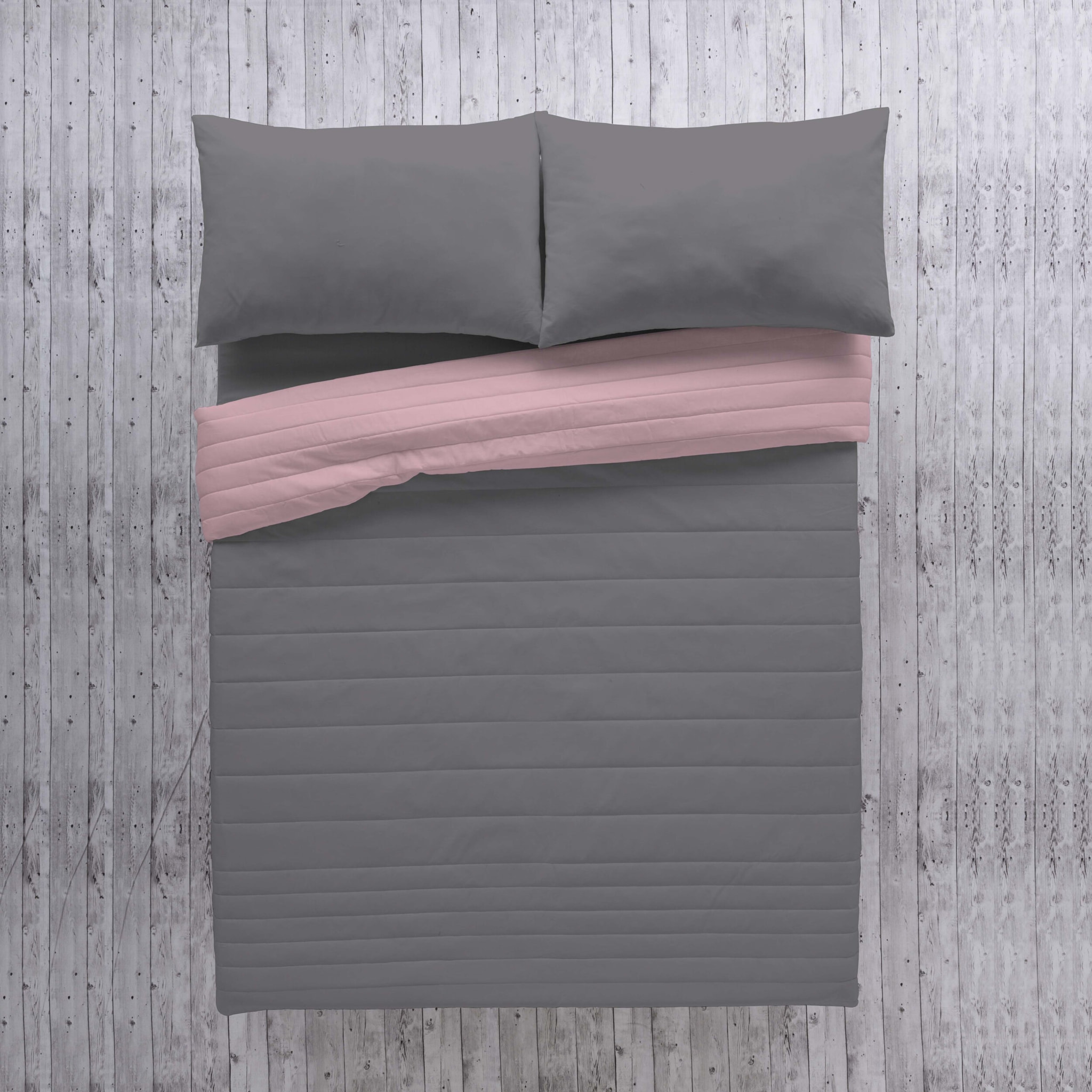 Naturals - Colcha Bouti - Lisa - Reversible - 100% Microfibra - 70 gr/m² - Rosa Viejo/I.807 Gris