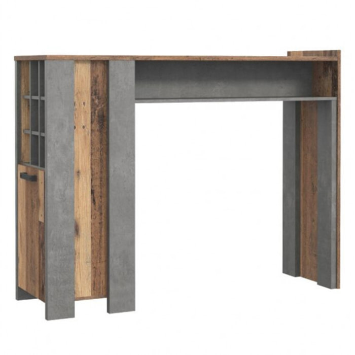 Bar en bois effet bois vieilli et béton gris - FRED