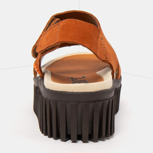 Sandalia de cuña 1573 NOBUCK D.ORANGE-BROWN/BRIGHTON color Dark orange-brown