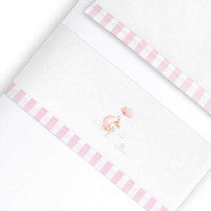 Triptico Minicuna Coralina  Don Algodon Conejo Nubes Bco/Rosa