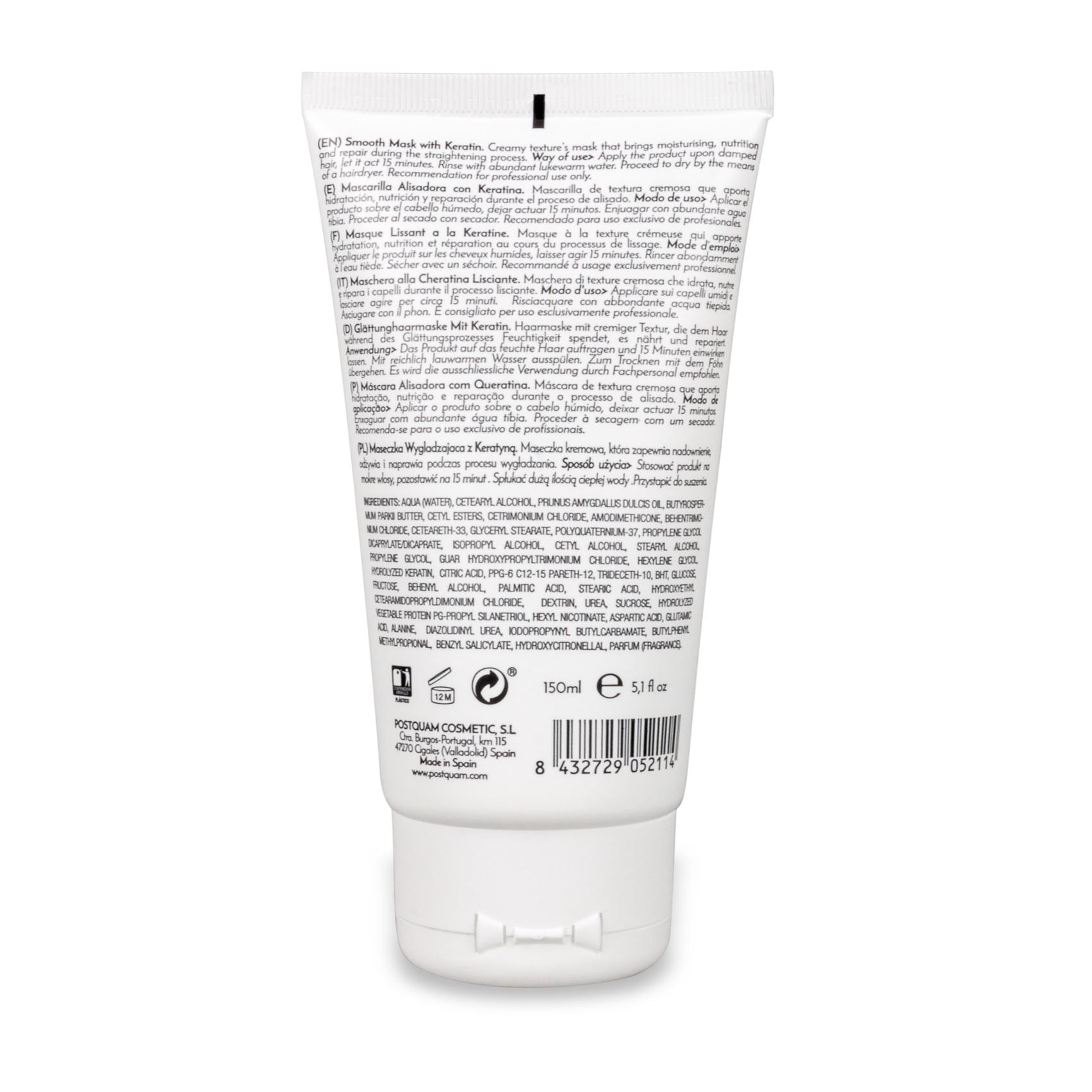 Masque lissant avec keratine 150 ml.