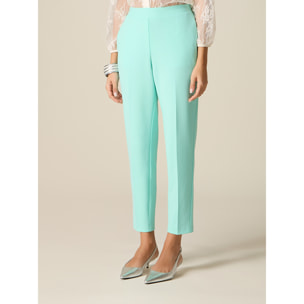 Oltre - Pantalones regulares de tejido crepé - Green Water