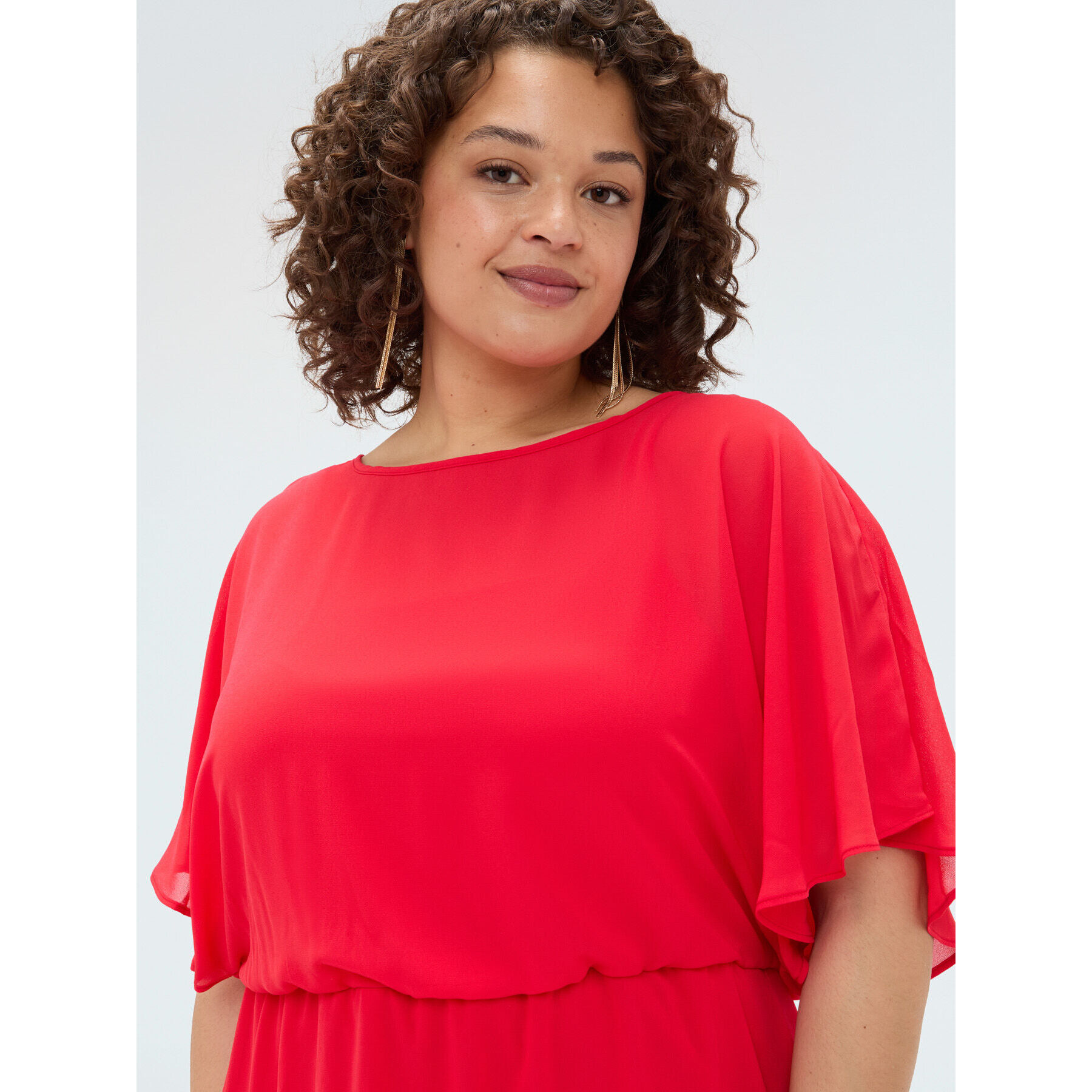 Fiorella Rubino - Vestido de georgette con dobladillo asimétrico - Rojo