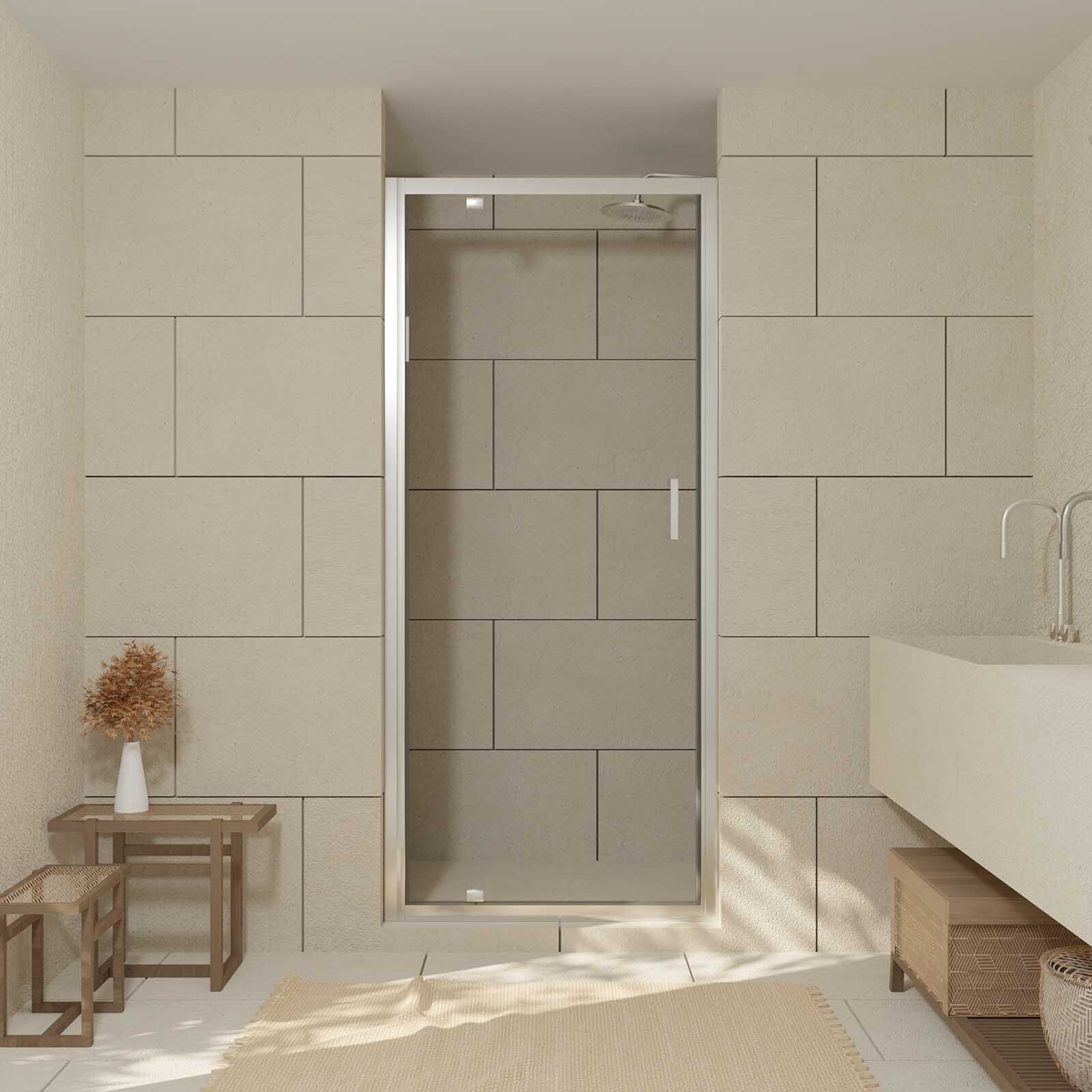 Porte de douche pivotante - 80x200 cm - Profilés Chrome - verre trempé 6 mm - CHROMED CRUSH