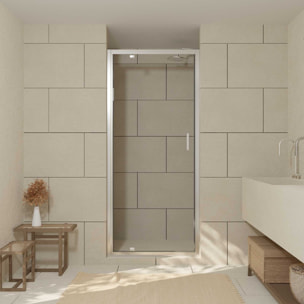 Porte de douche pivotante - 80x200 cm - Profilés Chrome - verre trempé 6 mm - CHROMED CRUSH
