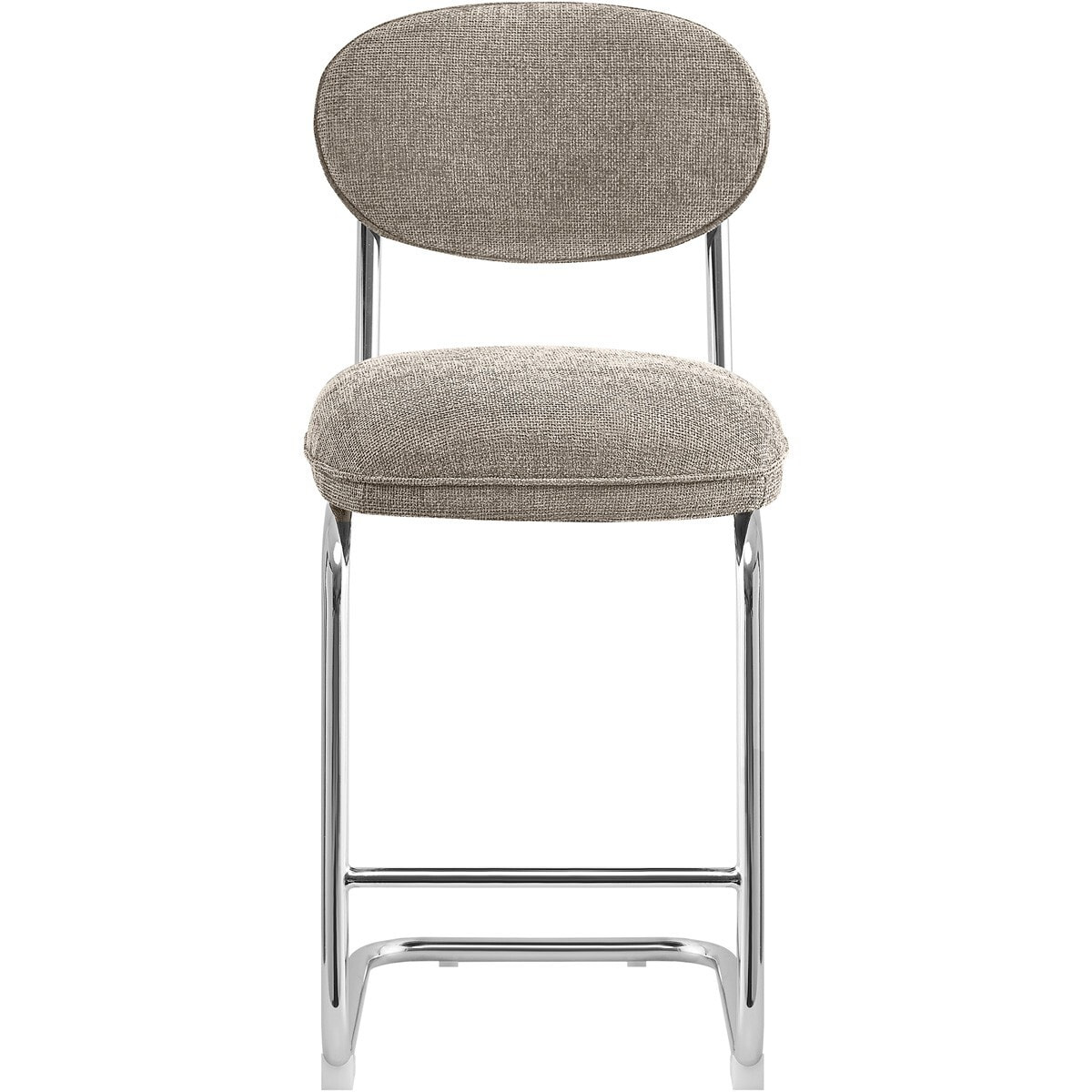 Lot de 2 tabourets de bar chromés en tissu chenille - LOU