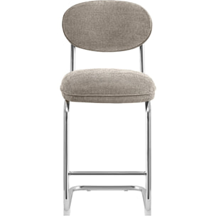 Lot de 2 tabourets de bar chromés en tissu chenille - LOU