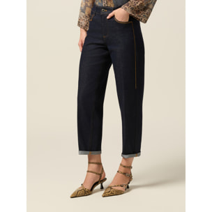 Oltre - Jeans palazzo con strass - Azul