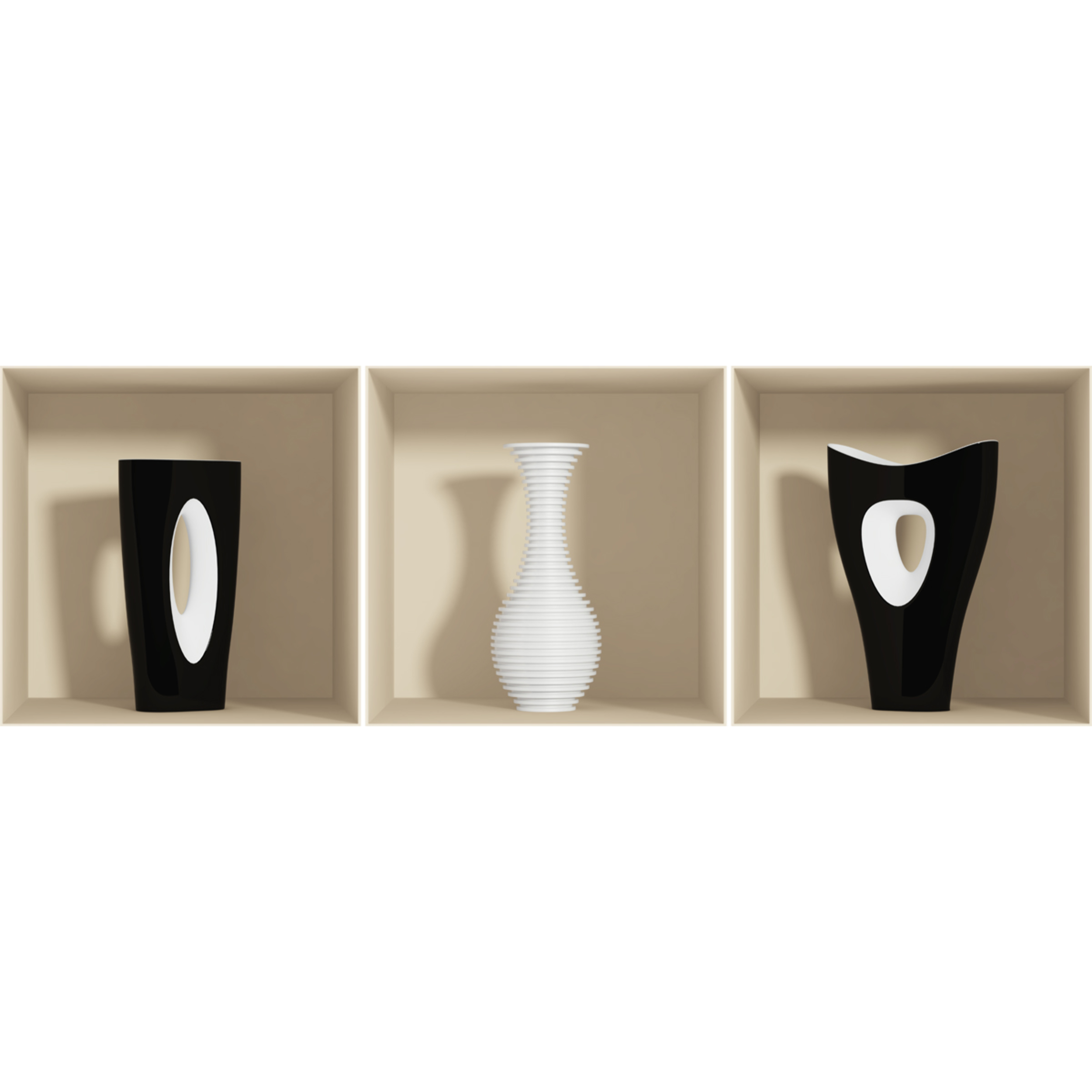 Stickers muraux 3D | Sticker Mural Autocollant effet 3D vases modern - Stickers adhésifs 3D Chambre Salon Trompe l'oeil