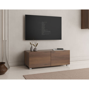 Alix - meuble tv modulable 100 cm - 2 portes - Effet noyer