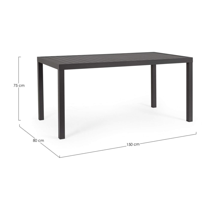 Tavolo da giardino HILDE in alluminio antracite verniciato a polvere, 150×80 cm