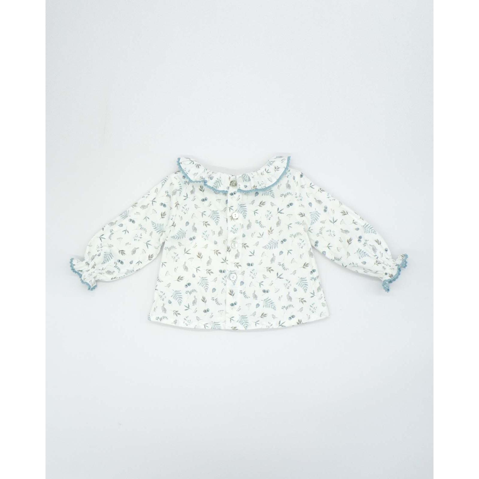 Camisa viella pajaritos azul y blanco