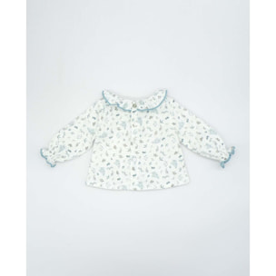 Camisa viella pajaritos azul y blanco