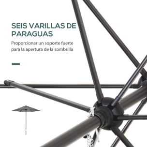 Sombrilla de Terraza Exterior Ø2x2 m Parasol de Terraza Exterior con Techo de Ventilación y Poste Desmontable de Aluminio Sombrilla para Jardín Patio Gris Oscuro