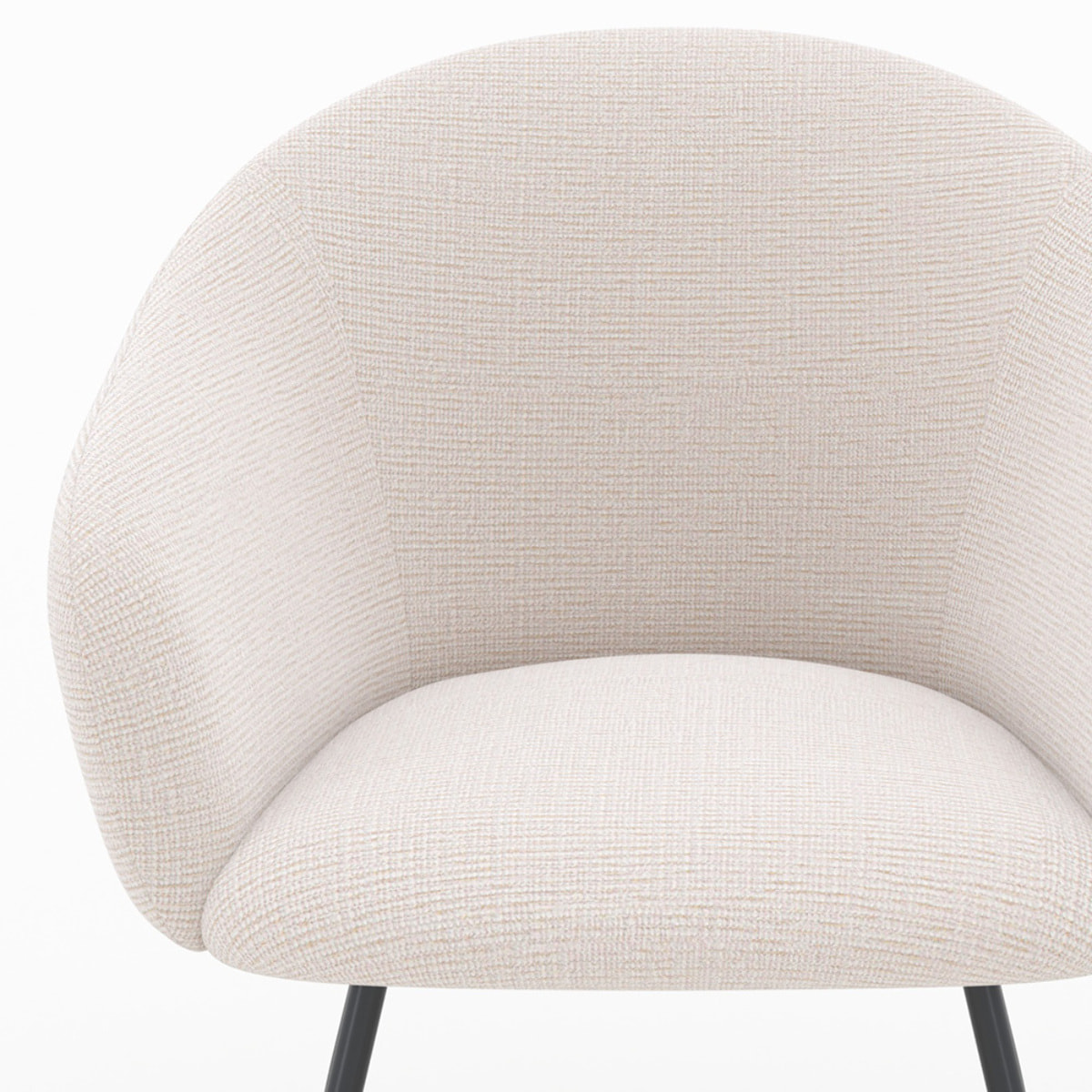 Fauteuil en tissu blanc chiné et pieds en métal noir - Socky