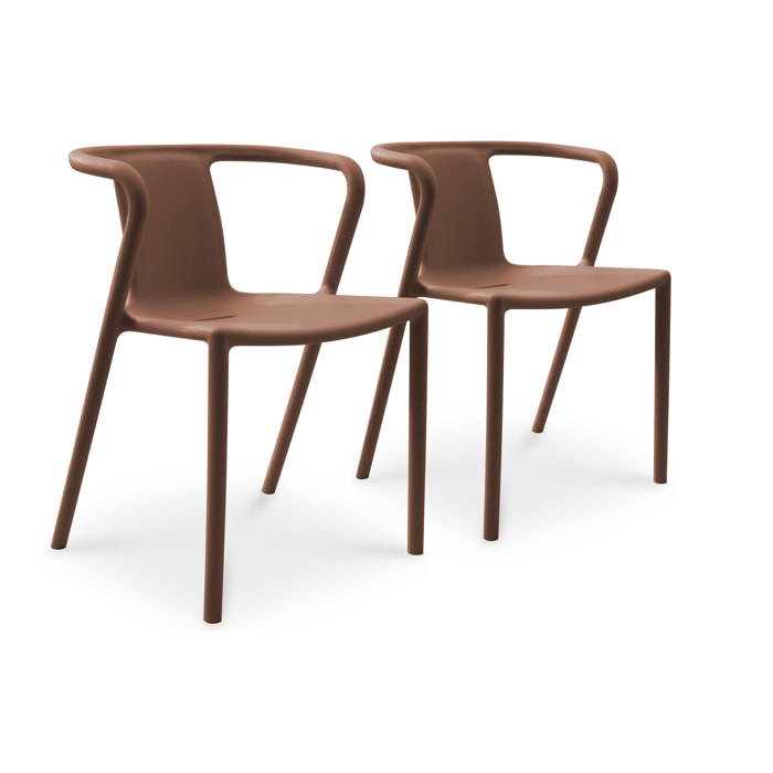 DIEGO - Lot de 2 fauteuils de jardin empilables en Polypropylène terracotta