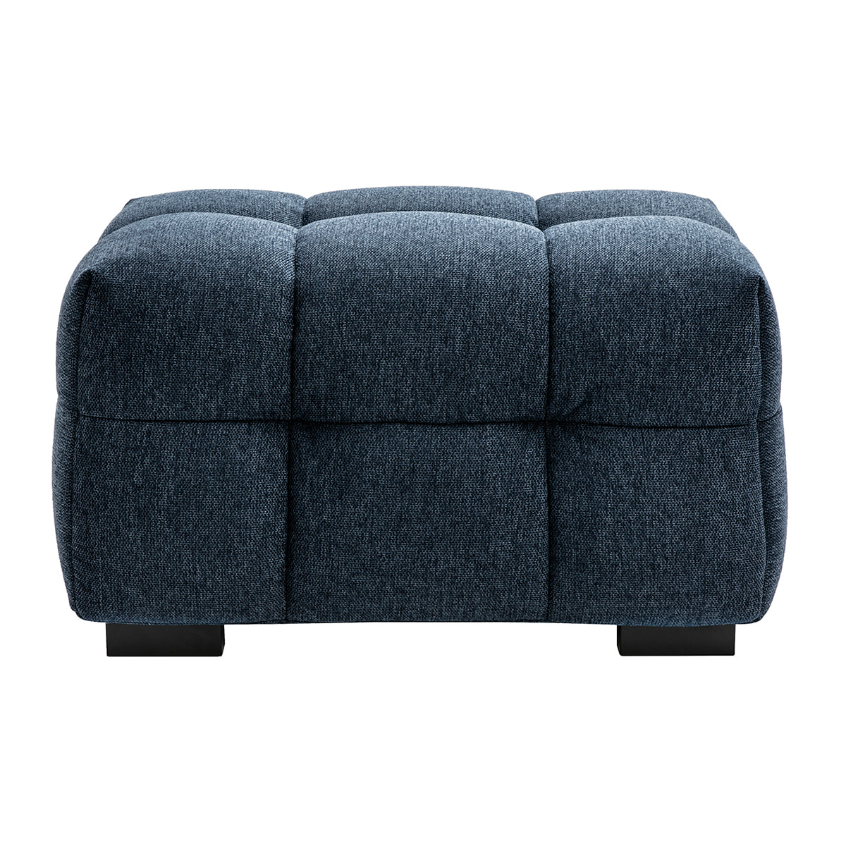Pouf repose-pieds design en tissu effet velours texturé bleu foncé CORTO