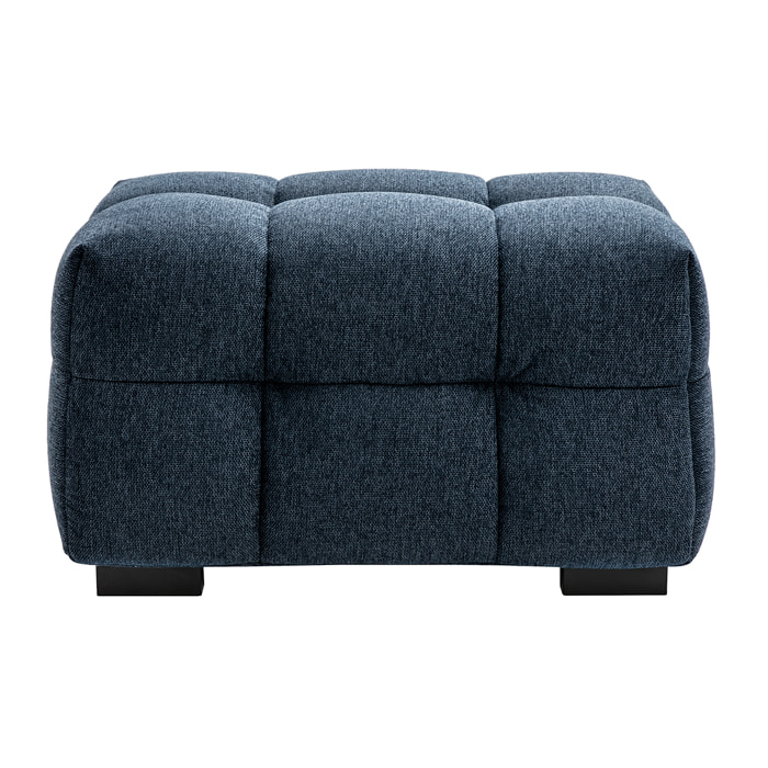 Pouf repose-pieds design en tissu effet velours texturé bleu foncé CORTO