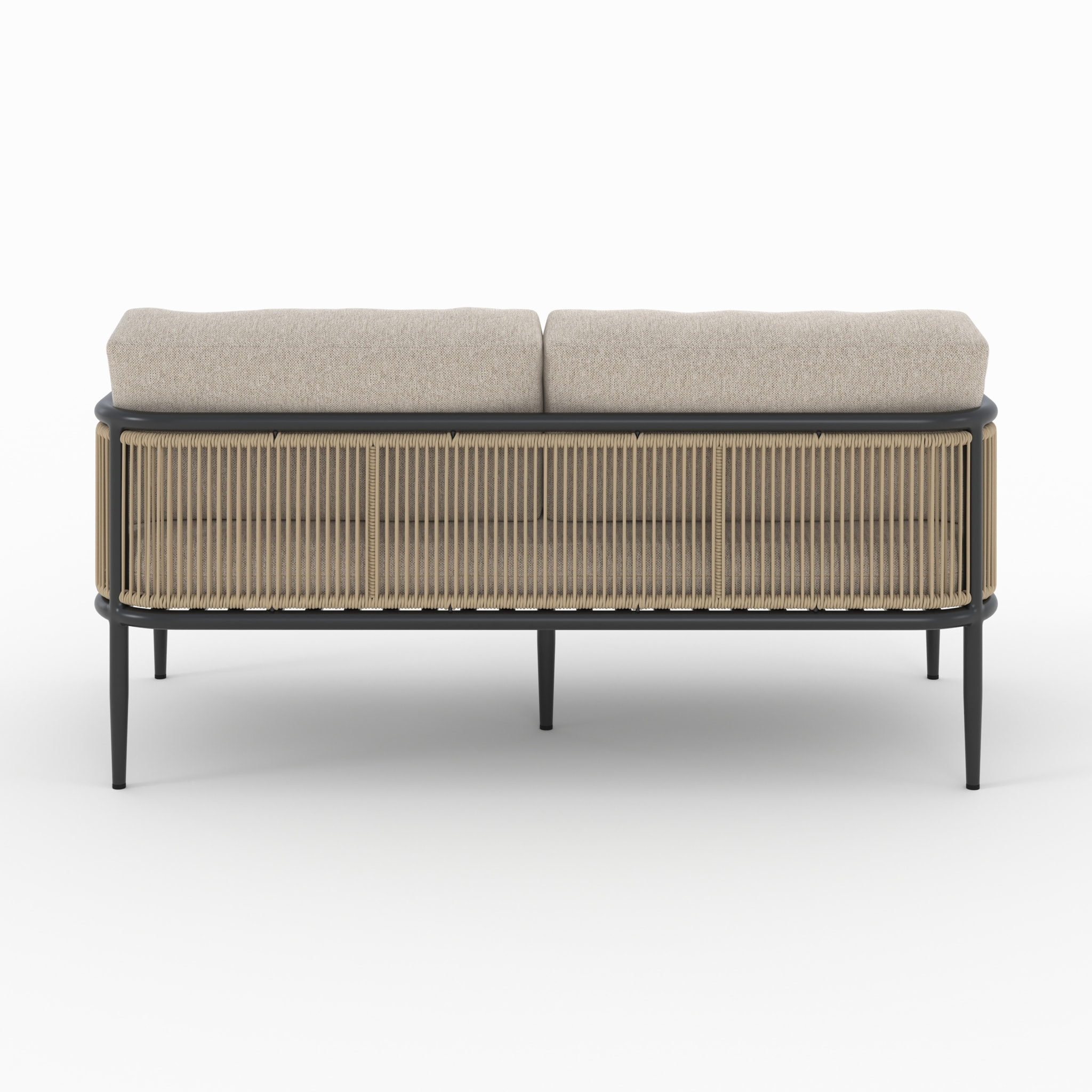 Canapé de jardin 3 places en métal et tissu beige - Wilo