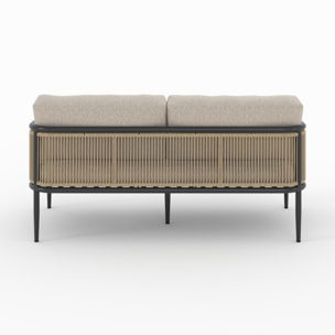 Canapé de jardin 3 places en métal et tissu beige - Wilo