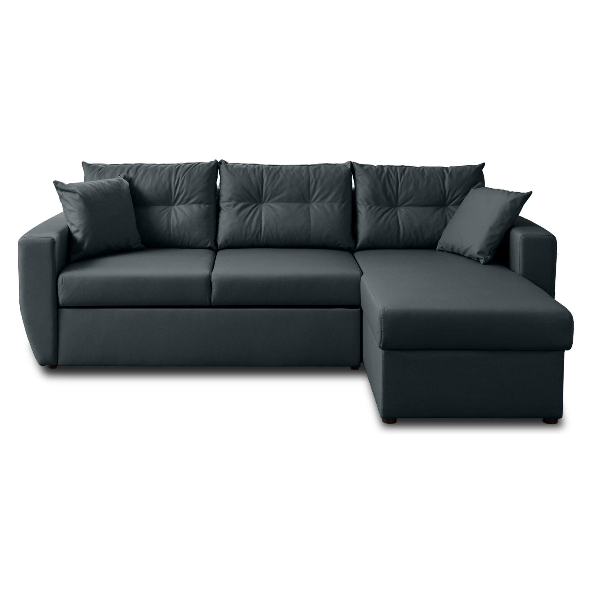 Astoria - canapé d'angle réversible 4 places - convertible avec coffre - en simili - Gris Anthracite