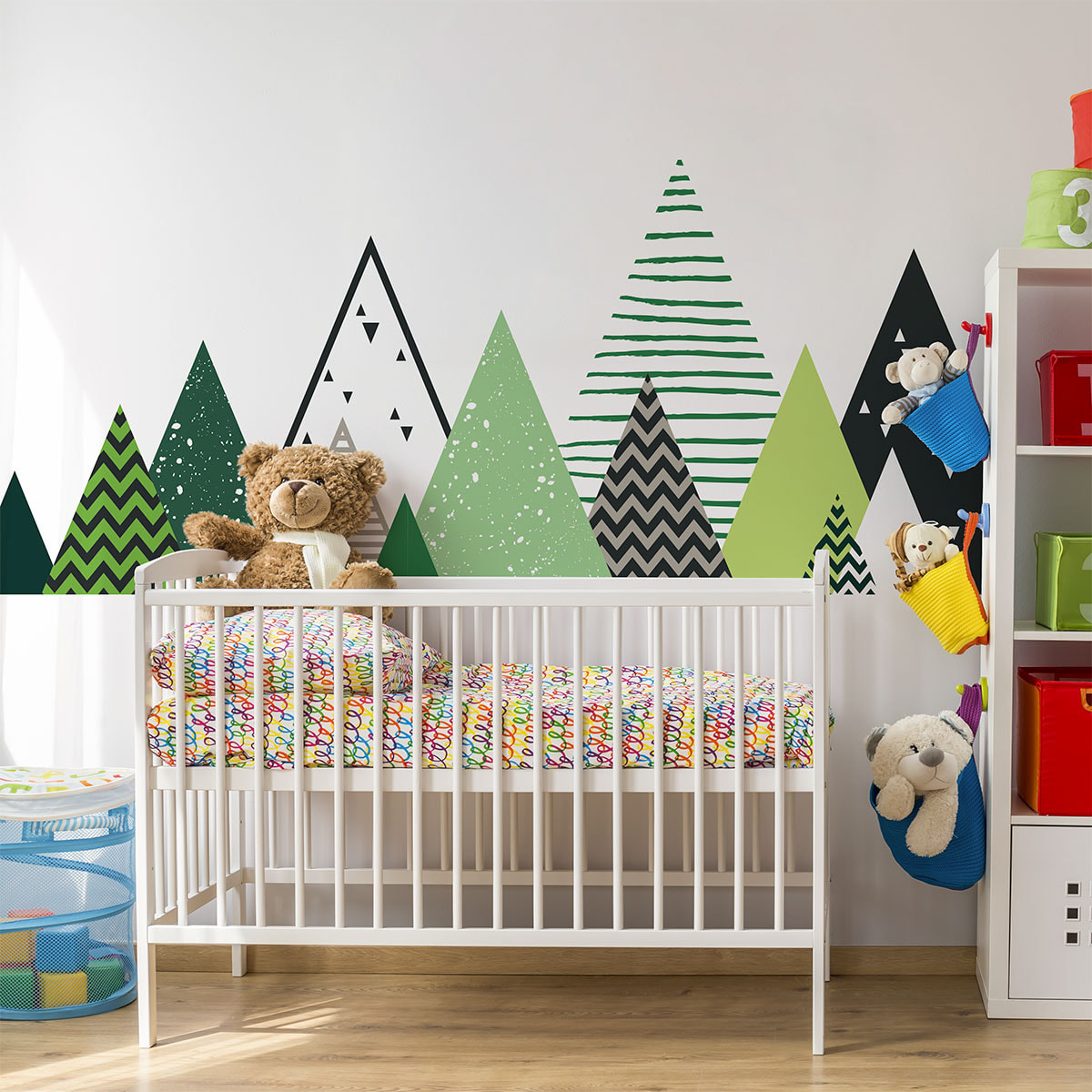 Stickers muraux enfants - Décoration chambre bébé - Autocollant Sticker mural géant enfant montagnes scandinaves DARKA