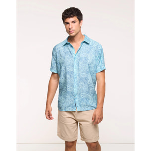 Camisa Manga Corta Azul - Westor