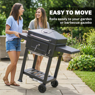 Barbecue smocker à charbon avec couvercle 2 grilles 3 étagères thermomètre