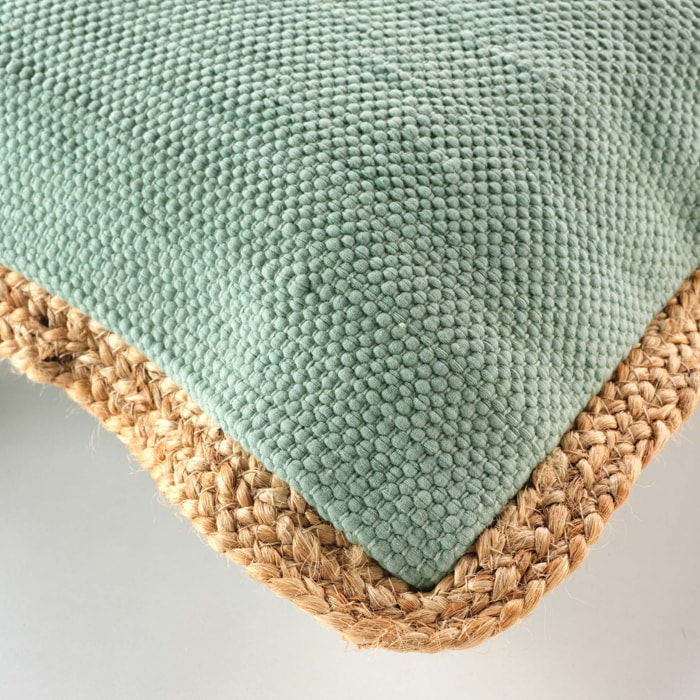 Coussin bifaces avec contour en jute - Vert