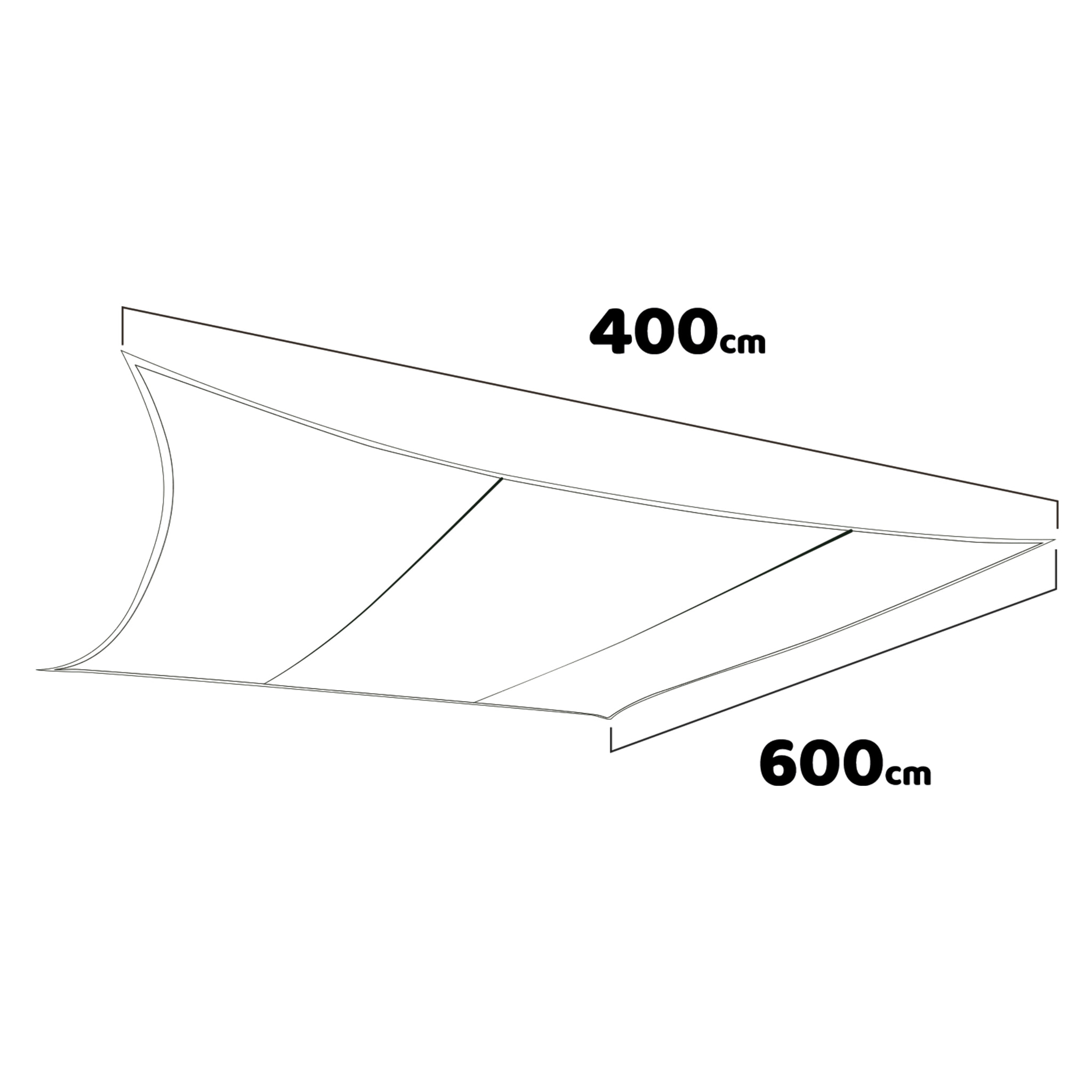 Vela ombreggiante rettangolare 400x600 cm. Vela ombreggiante da esterno in polietilene ad alta densità 185 gr/mq con orli rinforzati verde