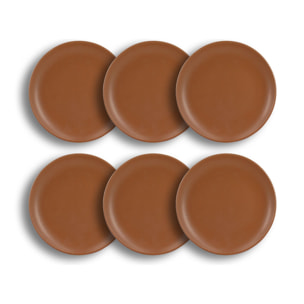Lot de 6 assiettes à dessert marron en grès 20,5cm ARITA