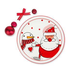 Lot de 6 assiettes à panettone Excelsa- Snowman, Porcelaine Multicolore