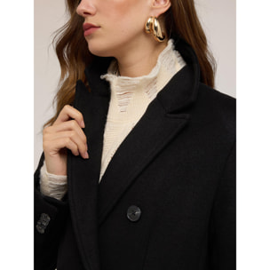 Motivi - Cappotto doppiopetto in drap misto lana - Nero