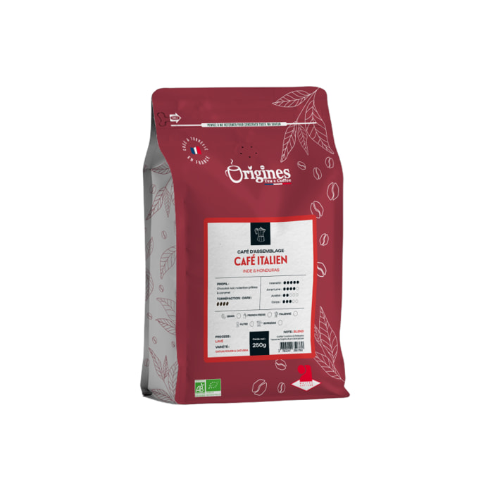 Café Bio Italien - Blend Arabica et Robusta - Grain 250g