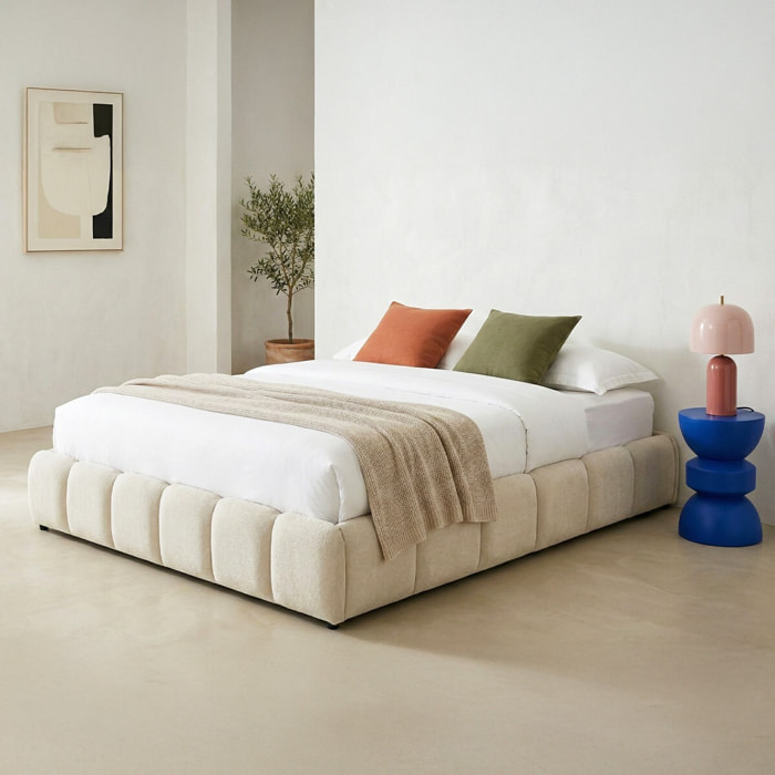 Lit coffre adulte en tissu chenille - NILSA