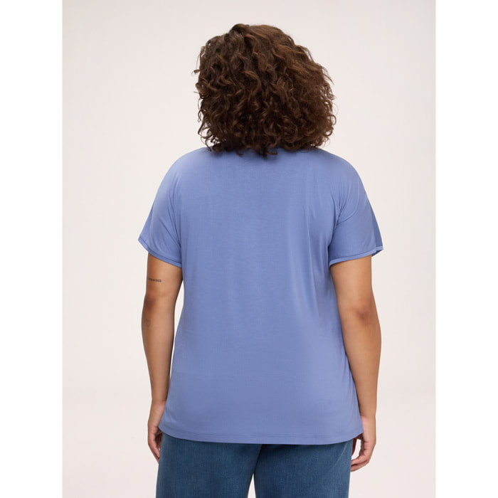 Fiorella Rubino - Camiseta bimatérica en raso de viscosa - Light - blue