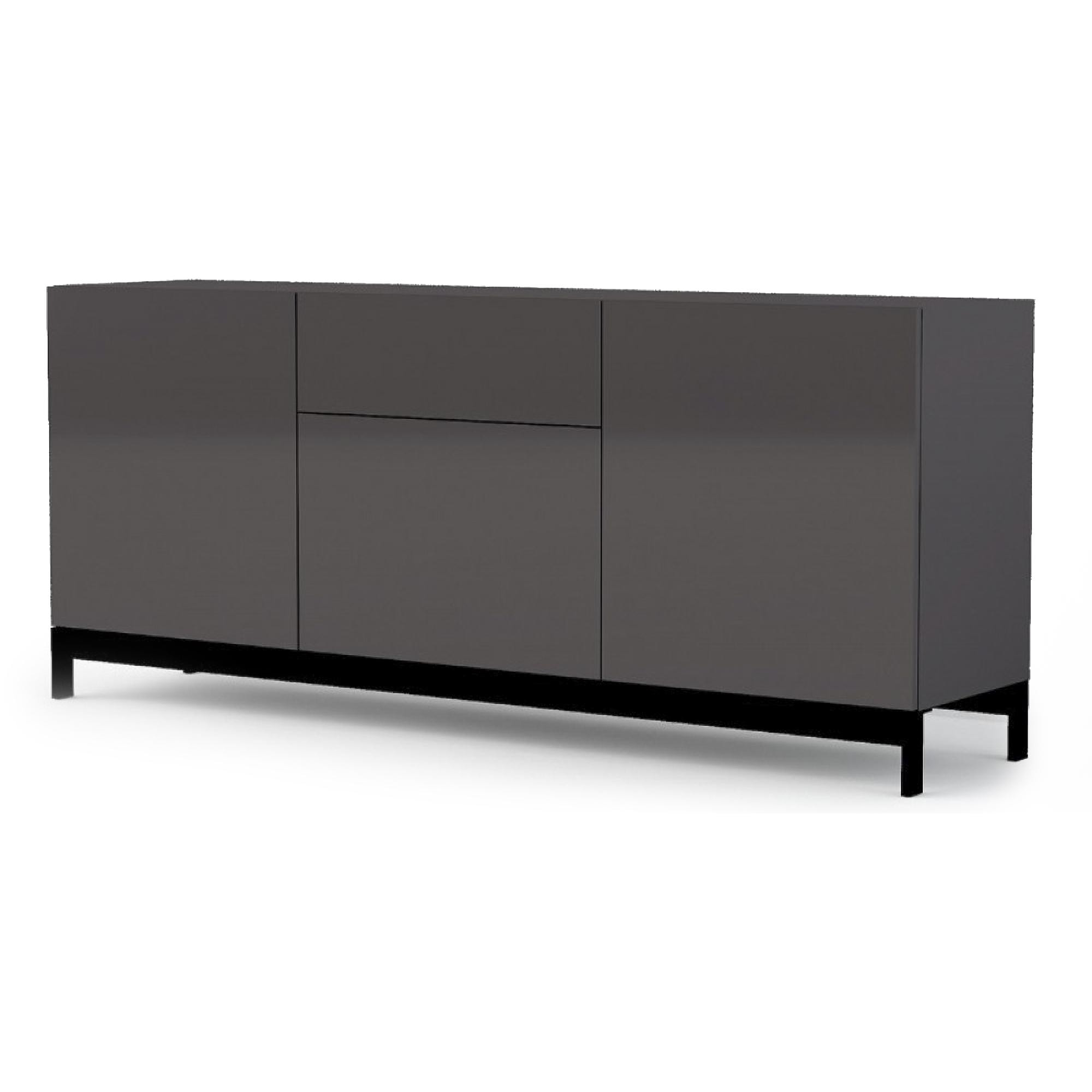 Credenza moderna a 3 ante e 1 cassetto, Made in Italy, Madia da cucina, Buffet di design da soggiorno, cm 170x40h47, colore Antracite lucido