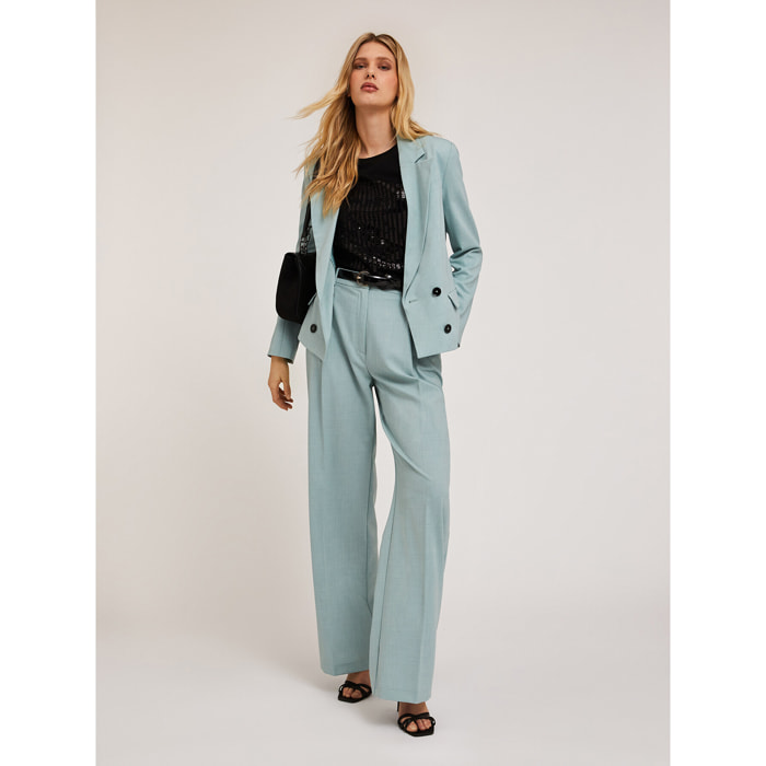 Motivi - Pantaloni palazzo con pieghe - Verde acqua