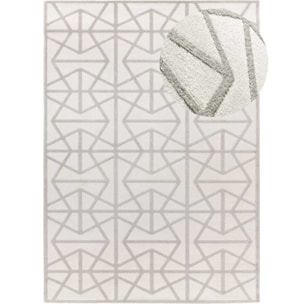 FLORA Alfombra geométrica con relieve en tonos blanco y gris, varias medidas disponibles