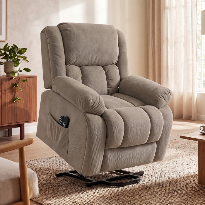 Fauteuil releveur électrique massant chauffant inclinable repose-pieds tissu café